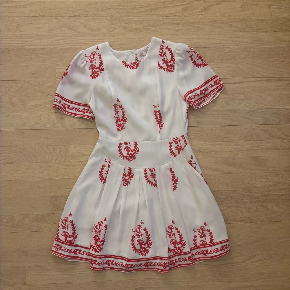 Tularosa Cream Dress with Red Embroidery